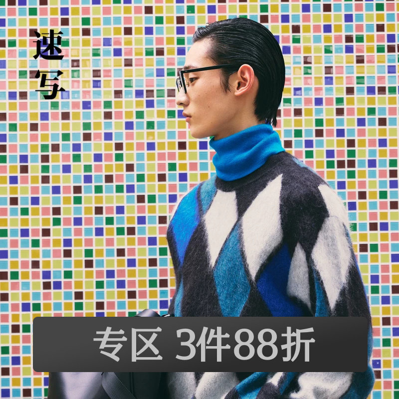 速写男装奥莱outlets秋冬折扣新品毛衫宽松印花圆领套头舒适时尚