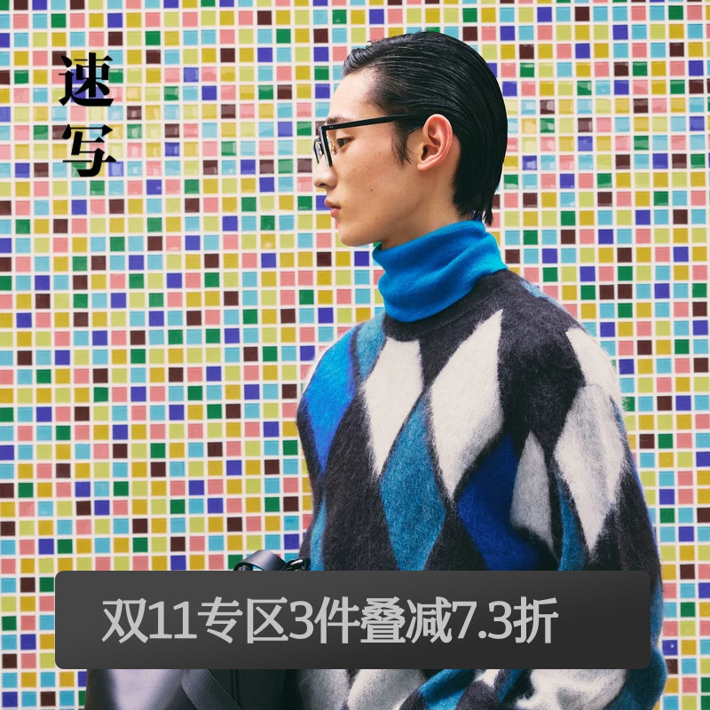 速写男装奥莱outlets秋冬折扣新品毛衫宽松印花圆领套头舒适时尚