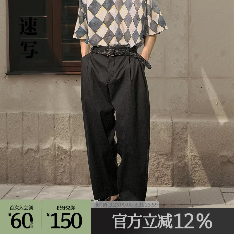 速写outlets奥莱男装25春夏季末折扣新品休闲裤简约宽松弯刀