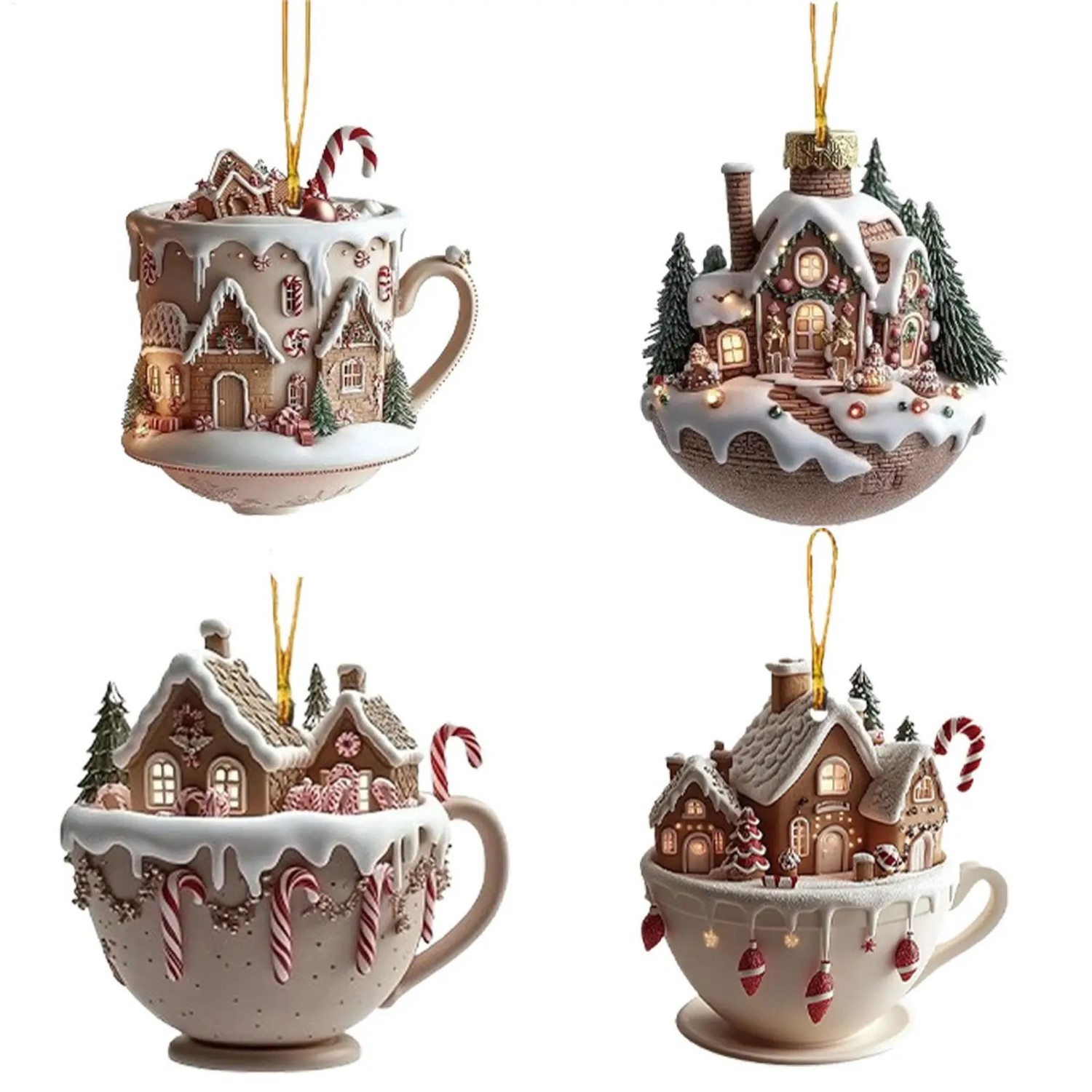 Coffee Cup Ornaments Christmas e Pendant 2D Acrylic Christma