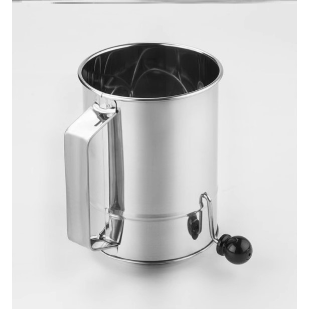 不锈钢手摇粉筛大号8杯筛粉器手持面粉筛撒粉滤网筛家用烘焙工具s