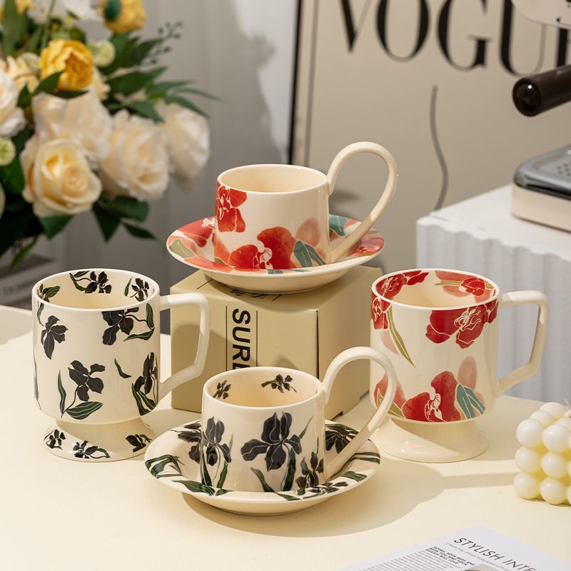 咖啡杯中古风复古陶瓷高级套装咖啡杯高颜值家用杯子精致下午茶