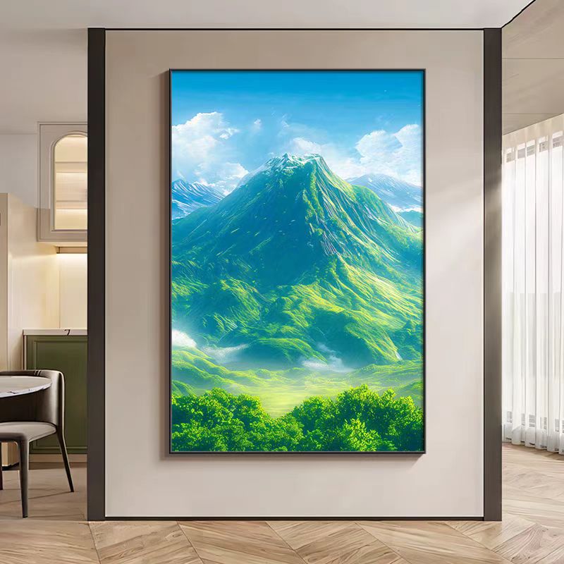 背有靠山总经理老板办公室装饰画青山图有山无水画公司背景墙挂画