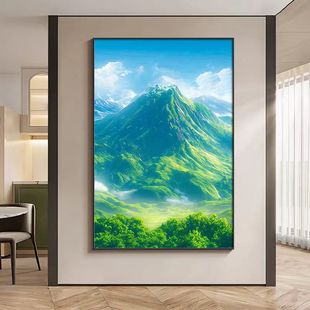 背有靠山总经理老板办公室装饰画青山图有山无水画公司背景墙挂画