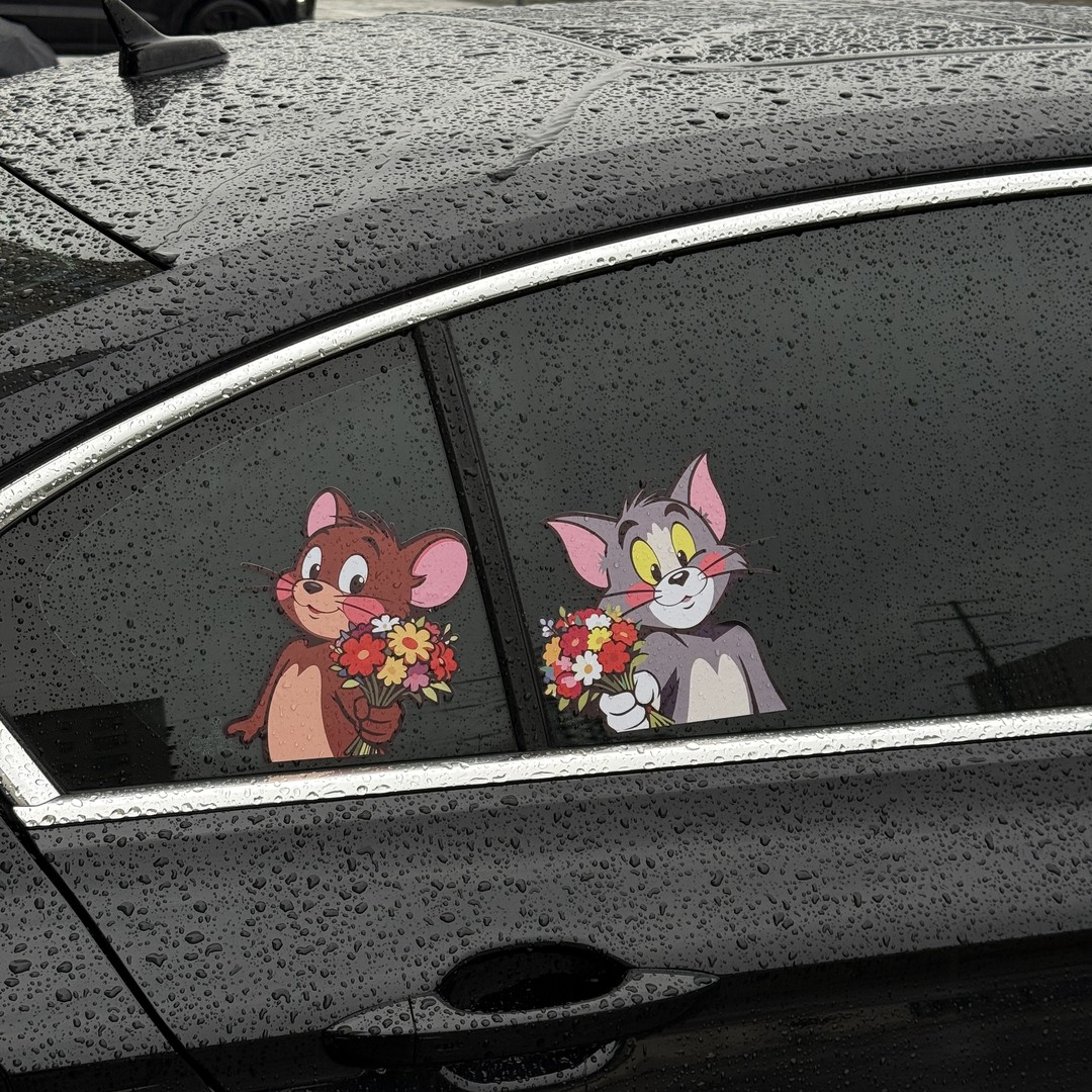 猫和老鼠车贴汽车车身车窗玻璃装饰贴纸卡通可爱摩托车电瓶车贴纸