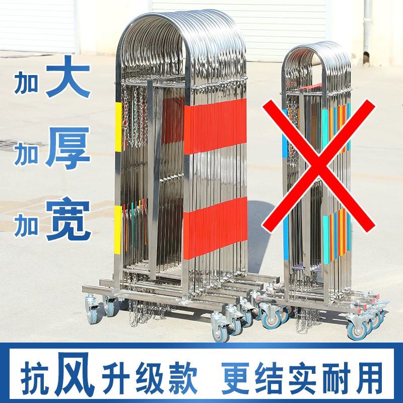 不锈钢伸缩围栏学校幼儿园室外活动可移动式防护栏商场隔离栏定制