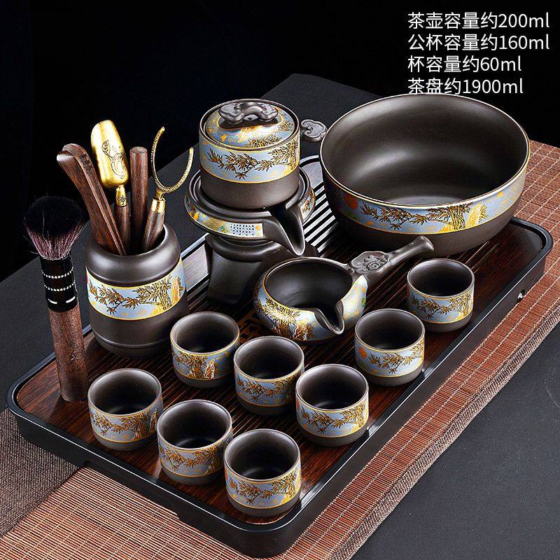 紫砂茶具轻奢高档套装家用懒人自动石磨泡茶神器功夫茶杯茶壶全套