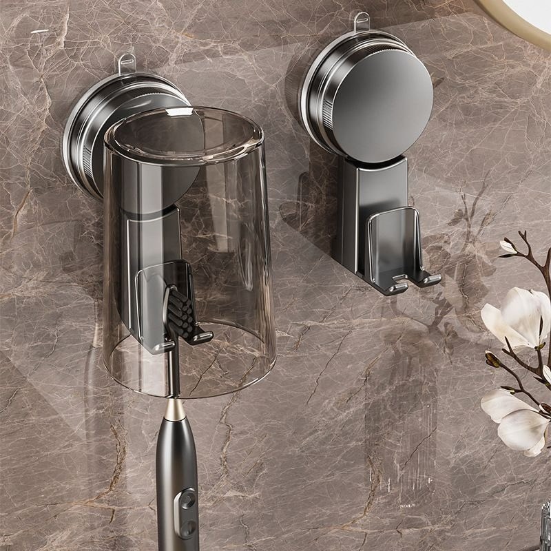 卫生间吸盘牙刷置物架壁挂式浴室收纳牙杯漱口杯电动牙刷牙膏架子