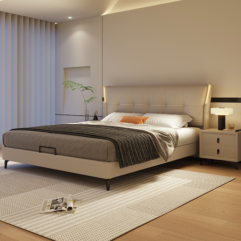 喜临门现代高端真皮床意式轻奢简约主卧室婚床双人软包2米2.2米皮