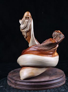 新款崖柏木料原木工艺品达摩实木根雕雕刻摆件高档客厅家用清仓