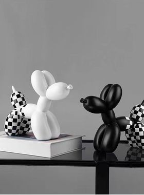 北欧现代酒柜轻奢奶油气球狗套装新款摆件抖音小狗客厅电视柜高级