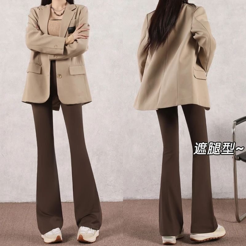 微喇叭裤子女秋季2025新款高腰垂感小个子休闲修身显瘦西装马蹄裤