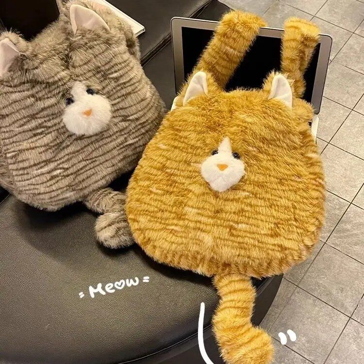 【来了】可爱毛绒猫咪斜挎包新款ins风少女软萌毛茸茸大容量单肩