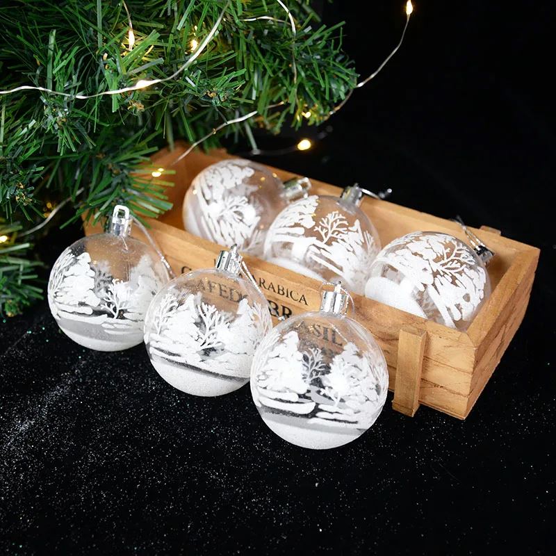6pcs 6cm Transparent Christmas Balls Pendant Tree Decoration