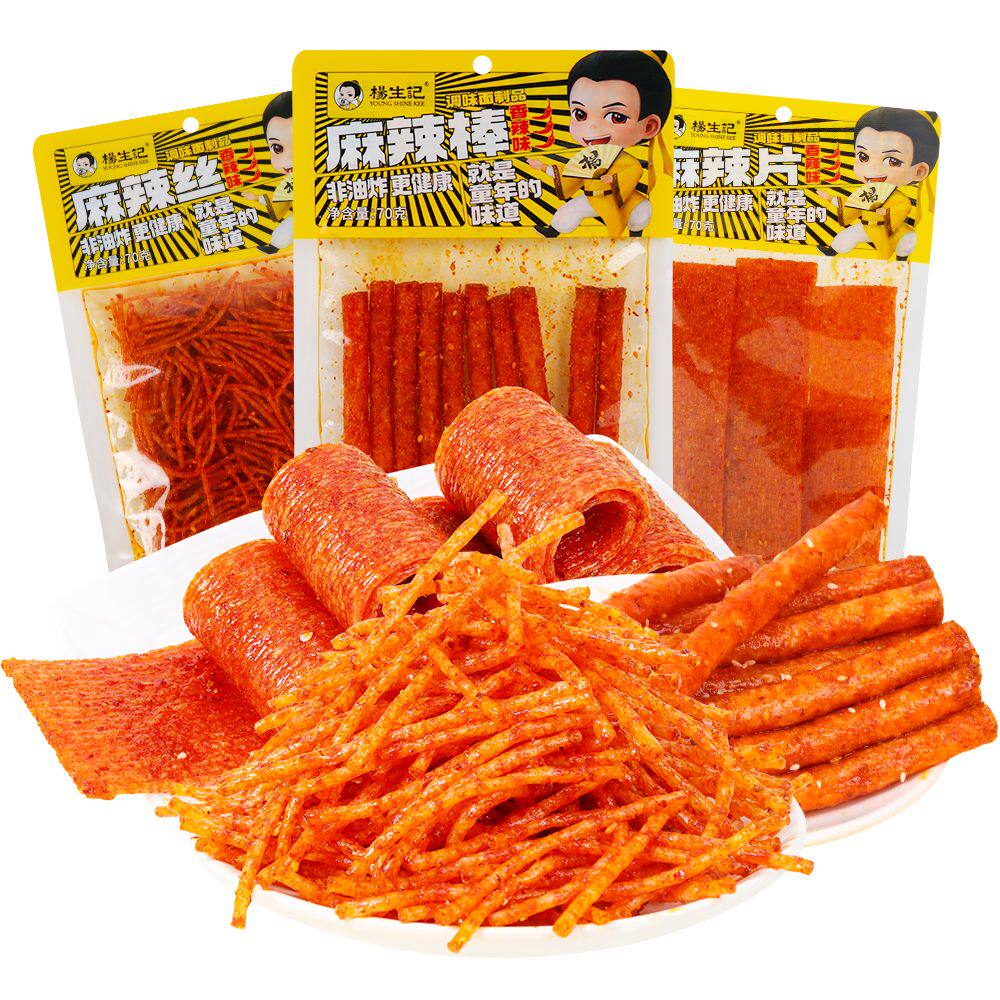 杨生记辣条70g麻辣棒麻辣片麻辣丝 网红解馋童年追剧休闲小零食