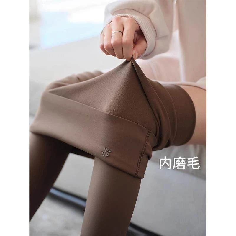 秋季内里磨毛拉绒鲨鱼裤女外穿收腹提臀紧身显瘦瑜伽保暖打底裤子