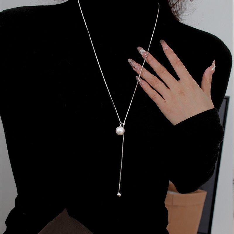 CUOOYINO/初影 铜合金项链 【茉如】精致长款珠珠毛衣链设计感项,饰品/流行首饰/时尚饰品新,银饰项链,淘宝优惠券,粉丝福利购,淘宝优惠卷