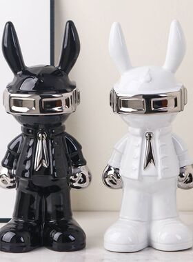 高档轻奢家居装饰品摆件玄关电视柜客厅摆件潮玩太空兔摆件工艺品