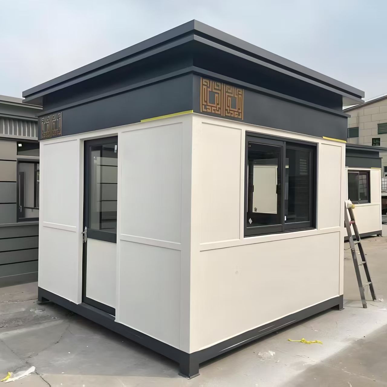 成品真石漆岗亭门卫小区值班室移动的房子治安收费钢结构定制