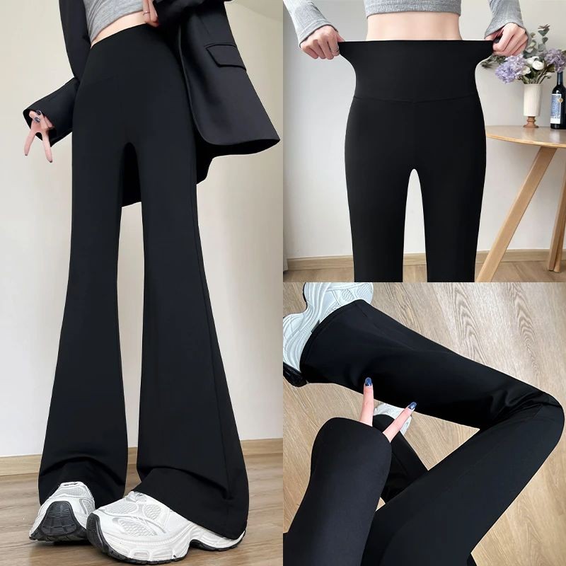 黑色微喇叭裤女秋季2025新款加长显高显瘦垂感休闲瑜伽打底鲨鱼裤