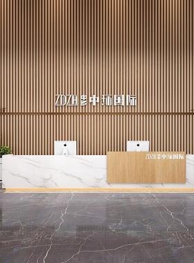 公司前台桌服务大厅柜台烤漆吧台收银台酒店民宿不锈钢接待台极简