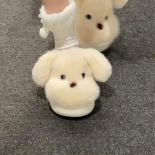 女室内家居毛毛棉拖学生宿舍防滑软底保暖棉鞋 超可爱 小狗棉拖鞋