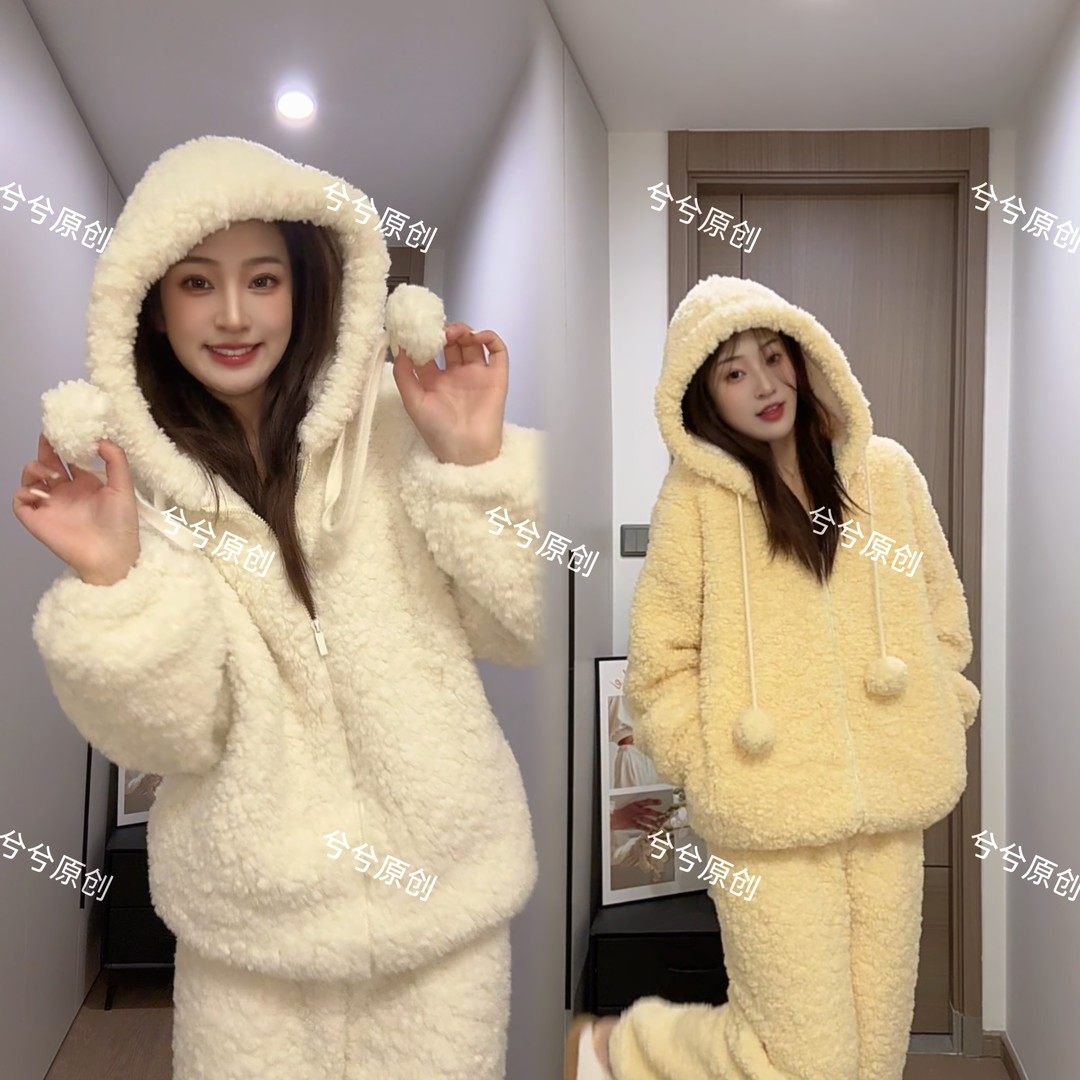 ximifushi【雪团子】极寒睡衣女秋冬连帽外套加厚加绒家居服可外,女士内衣/男士内衣/家居服,睡衣/家居服套装,淘宝优惠券,粉丝福利购,淘宝优惠卷