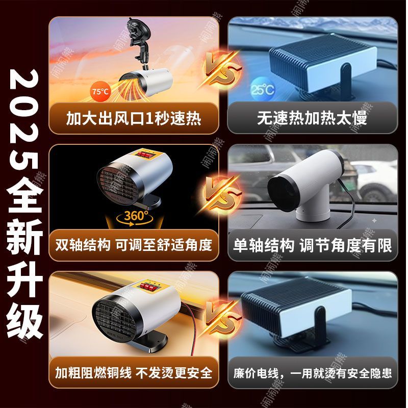 电动三轮车专用暖风机电瓶除霜除雾车载加热48v60v72伏取暖神器四