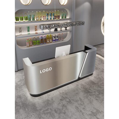 简约网红高端不锈钢收银台服装美发店小型吧台桌美容院前台接待台