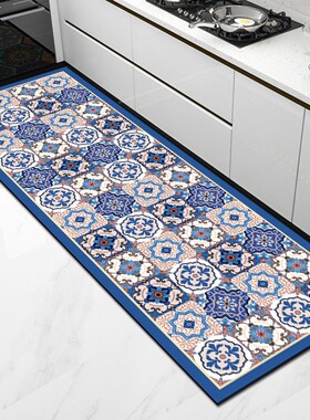 【经典蓝花厨房垫】50*150cm长条吸水吸油家用可水洗可裁剪地垫