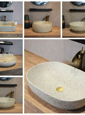 陶瓷台上卫生间面盆复古洗脸盆单盆洗漱圆形艺术洗手盆阳台家用