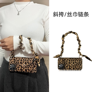 潮牌豹纹适用oppoReno13手机壳K12斜挎reno9 11丝巾手链findX8腕带X7pro挂绳A58皮质A3卡包A2小众A1高级感