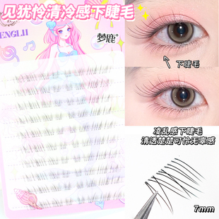 梦鹿见犹怜清冷感下睫毛仿真自然新款透明梗眼睫毛凌乱素颜