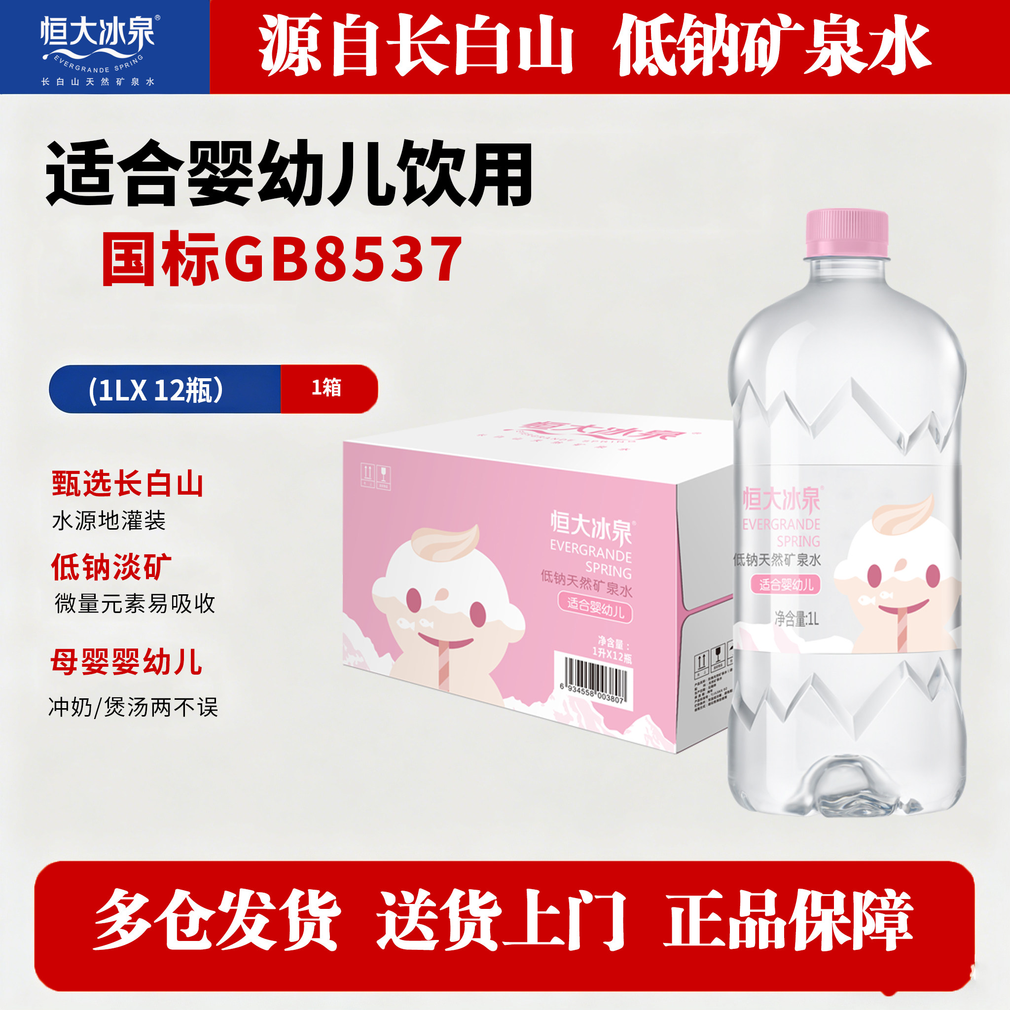 恒大冰泉宝宝水1L*12瓶母婴推荐图片