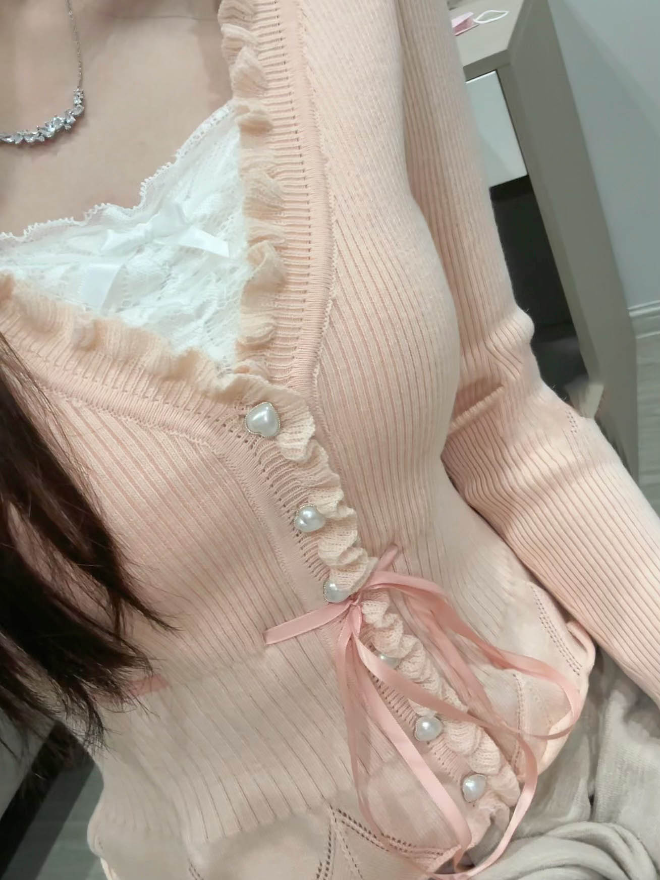 甜辣风假两件针织衫女春