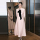 小香赫本风高级感粉色西装 a字长裙子 2025新款 套装 连衣裙子女冬季