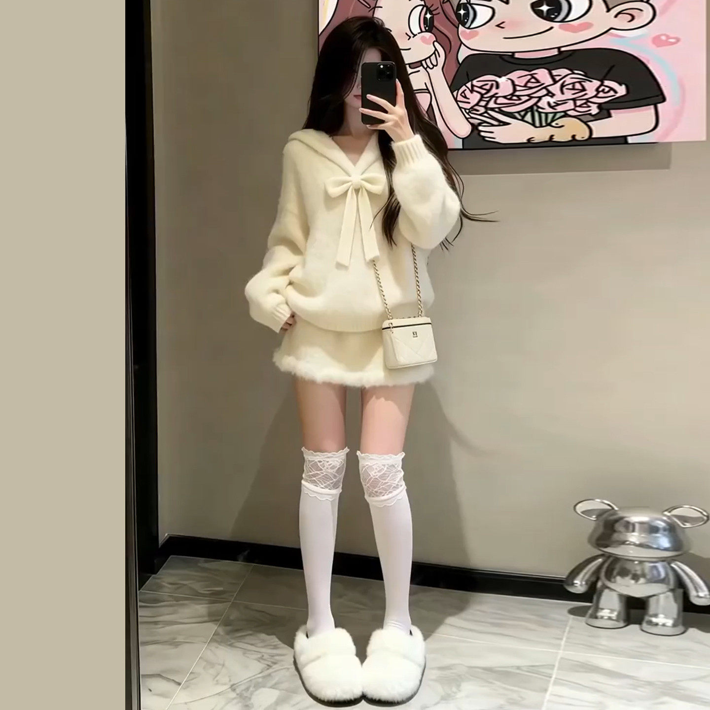 小个子香风米杏色毛衣针织连衣裙子女2026春季新款超好看套装短裙,女装/女士精品,连衣裙,淘宝优惠券,粉丝福利购,淘宝优惠卷