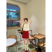 红色波点包臀半身裙女夏季 短裙春季 高腰a字一步裙法式 超好看西装