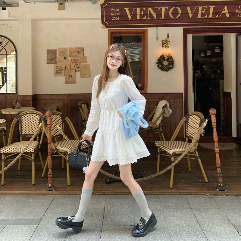 2025秋季法式甜美长袖连衣裙子女