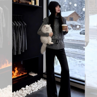 高领灰色马甲上衣初冬chic韩系独特甜酷风叠穿无袖正肩针织毛衣女