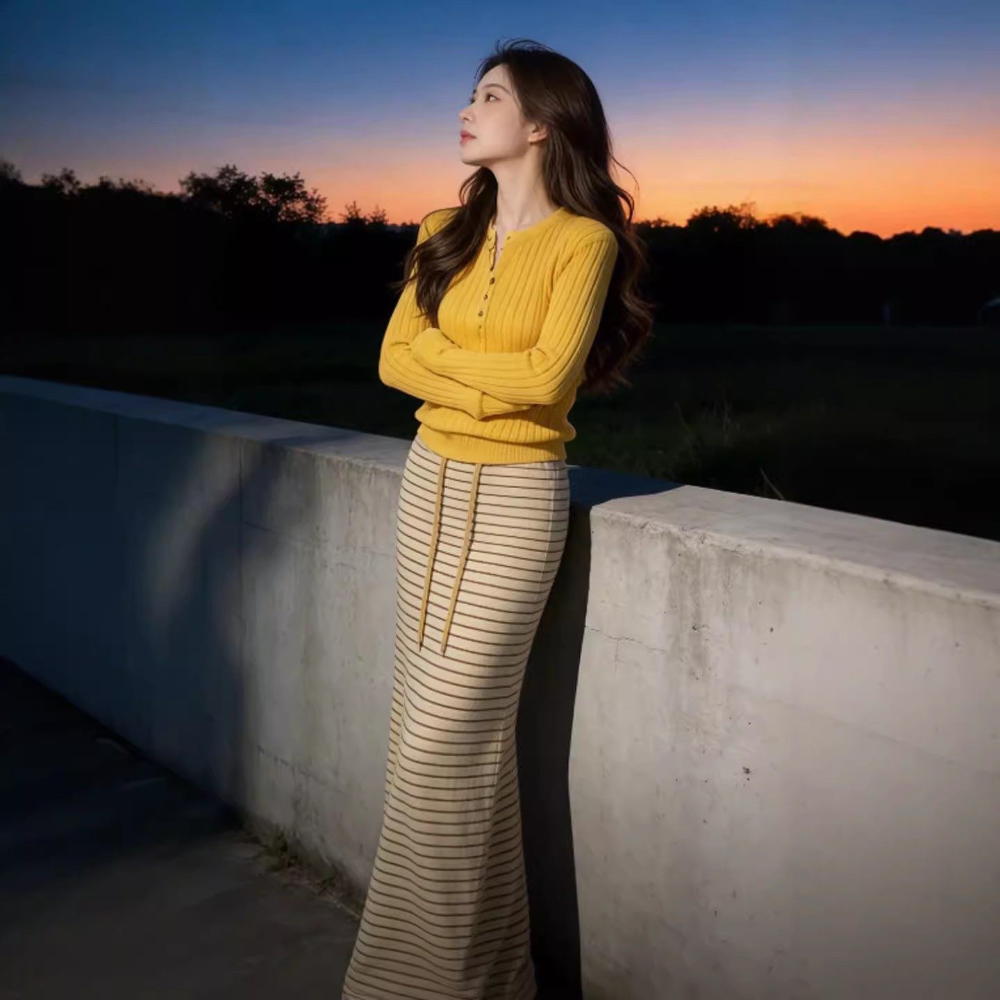 少女感多巴胺穿搭黄色针织连衣裙子女26春季气质显瘦套装条纹长裙,女装/女士精品,连衣裙,淘宝优惠券,粉丝福利购,淘宝优惠卷