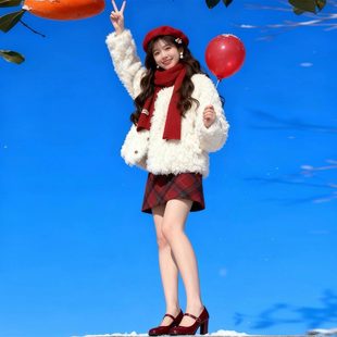 小香风红色连衣裙女2026年春季新款小个子小众减龄绝美套装短裙子