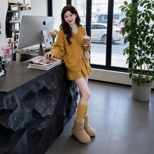小个子超好看黄色针织套装连衣裙女2026春季小香风减龄穿搭短裙子