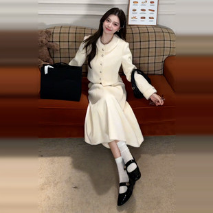 法式名媛富家千金小香风连衣裙子女2025秋冬季新款高级感套装长裙