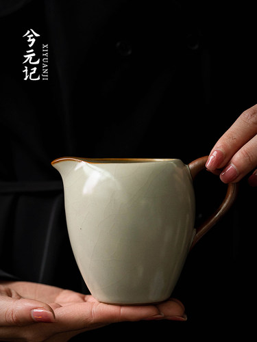 米色如窑美博会茶杯功夫茶套装陶瓷茶海博会杯家用单茶隔断男杯
