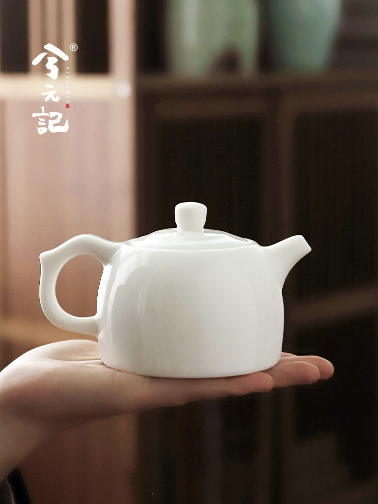 软玉茶壶陶瓷制茶单壶大红袍西施壶红茶茶具套装功夫白瓷制茶器