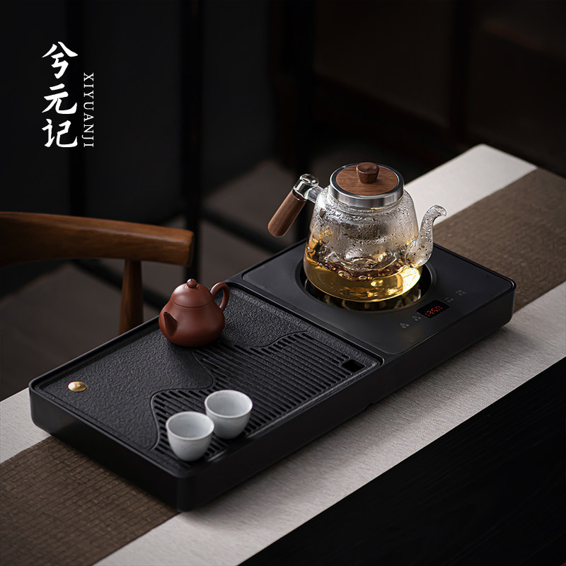 兮元记黑晶炉一体式茶盘茶壶套组2025新款功夫茶具煮茶器小型茶台
