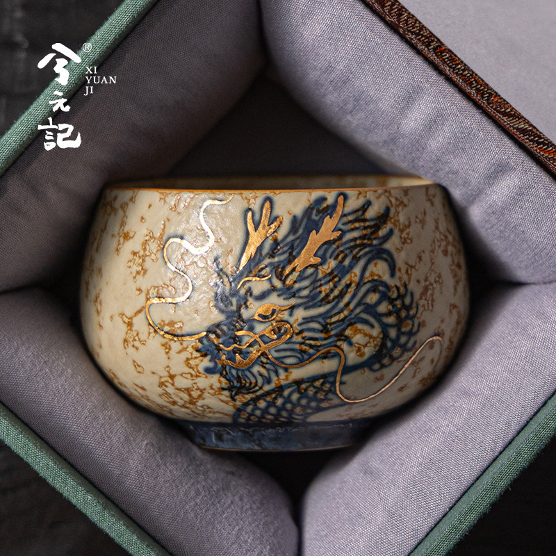 手绘青花主人杯单杯陶瓷茶杯龙杯男士个人专用高档品茗杯茶盏送礼