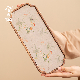 兮元记胡桃木干泡盘茶盘国风壶承隔热茶托盘家用实木小型泡茶茶台