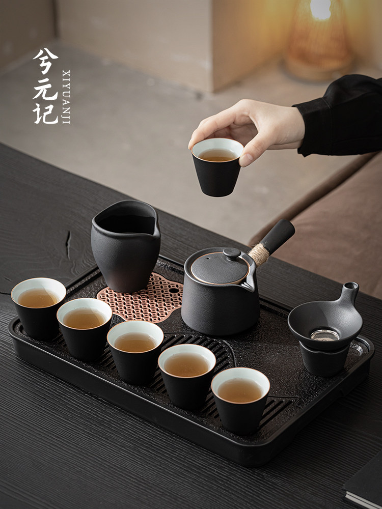 西元记黑陶功夫茶具2025新款茶杯及茶盘可达豪华高端家庭办公接待